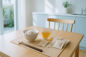 「ダスキン食品」で豊かになった、健康的で清潔な食卓の様子。